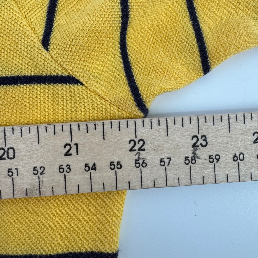Polo Ralph Lauren Polo Shirt Men L Yellow Navy Striped Short Sleeve Cotton Pique - Picture 5 of 8